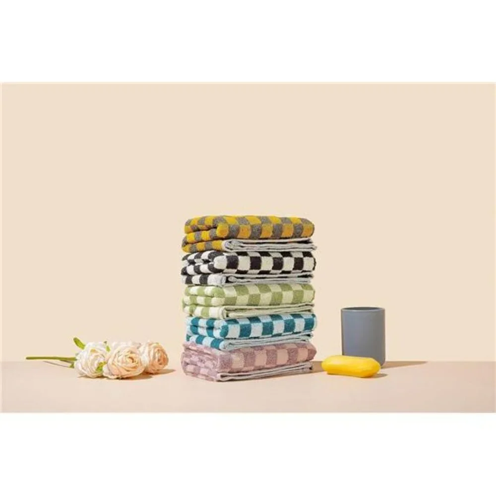 5 Pack Cotton Hand Towels Soft Absorbent Checkered Bathroom Kitchen Gym Spa
